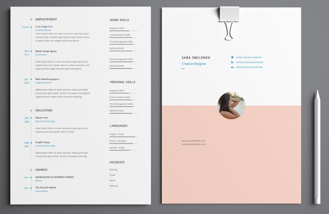 cool resume templates 2 page